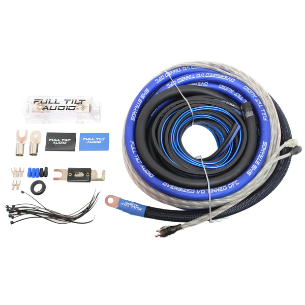 FULL TILT, Blue / Black, 0ga Amp wiring kit
